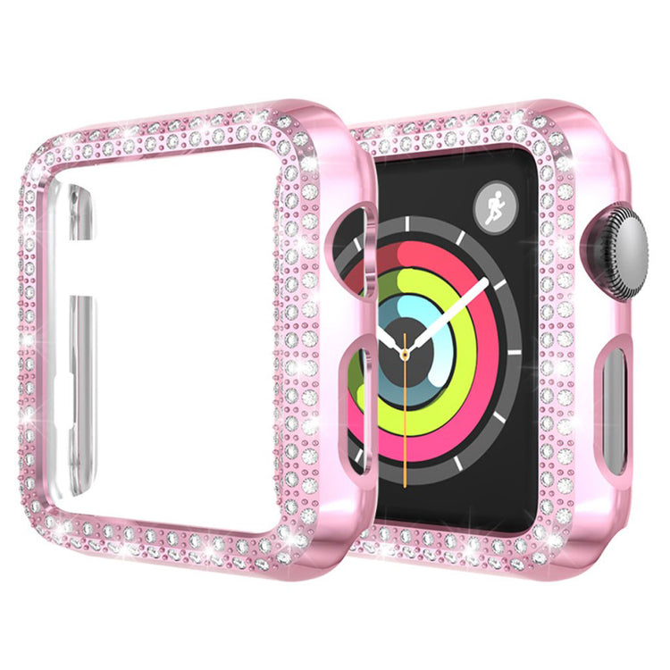 Rigtigt Fint Apple Watch Series 1-3 38mm Plastik og Rhinsten Cover - Pink#serie_3