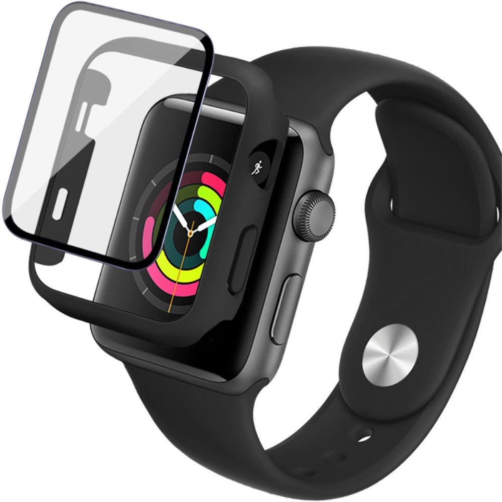 Apple Watch Series 1-3 38mm Silikone Cover med Rem og Hærdet Glas - Gennemsigtig#serie_1