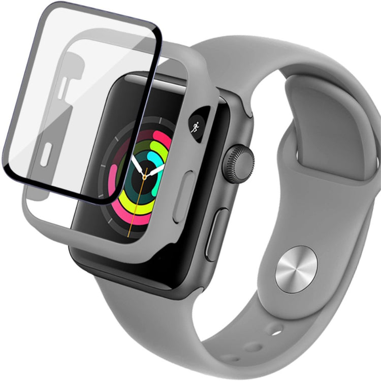 Apple Watch Series 1-3 38mm Silikone Cover med Rem og Hærdet Glas - Sølv#serie_4