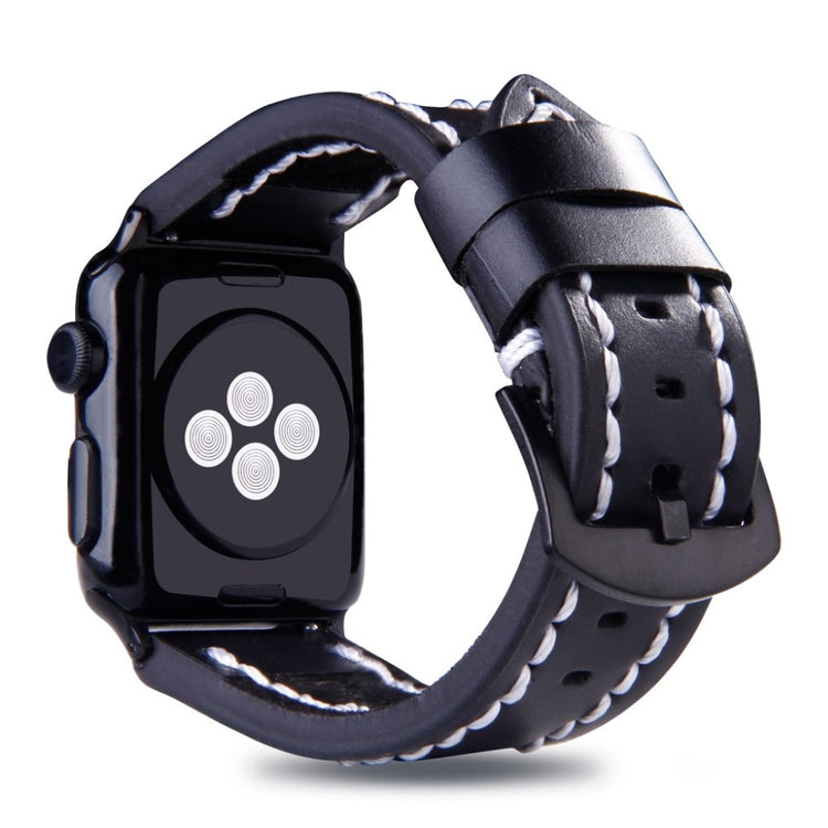 Vildt kønt Apple Watch Series 4 44mm Ægte læder Rem - Sort#serie_1
