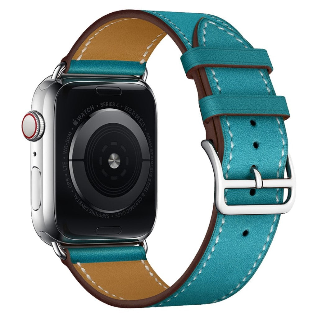 Superflot Apple Watch Series 4 44mm Ægte læder Rem - Blå#serie_4