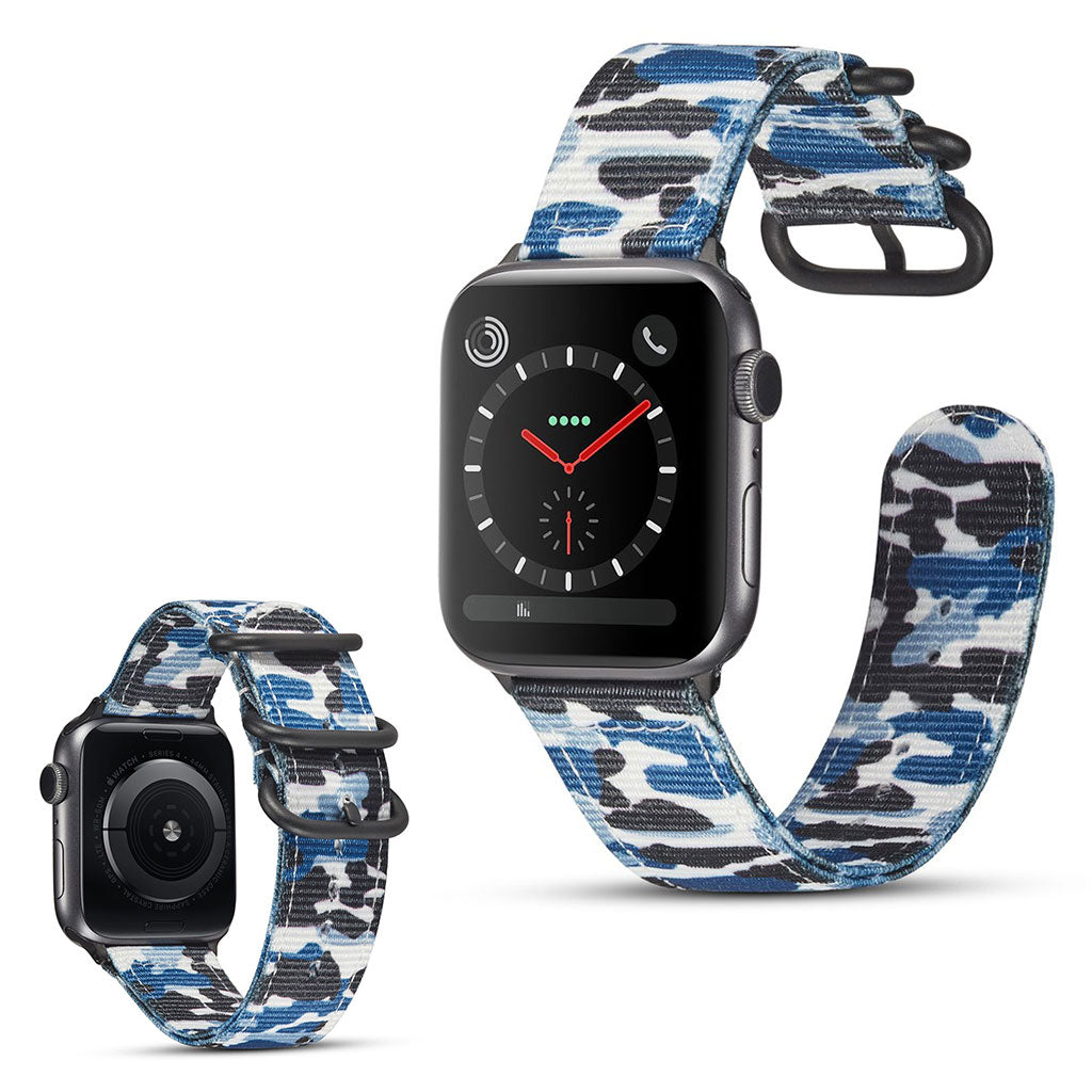 Kønt Apple Watch Series 4 44mm / Apple Watch 44mm Nylon Rem - Blå#serie_2