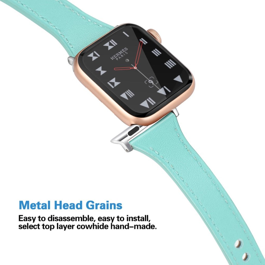 Rigtigt skøn Apple Watch Series 5 40mm Ægte læder Rem - Grøn#serie_6