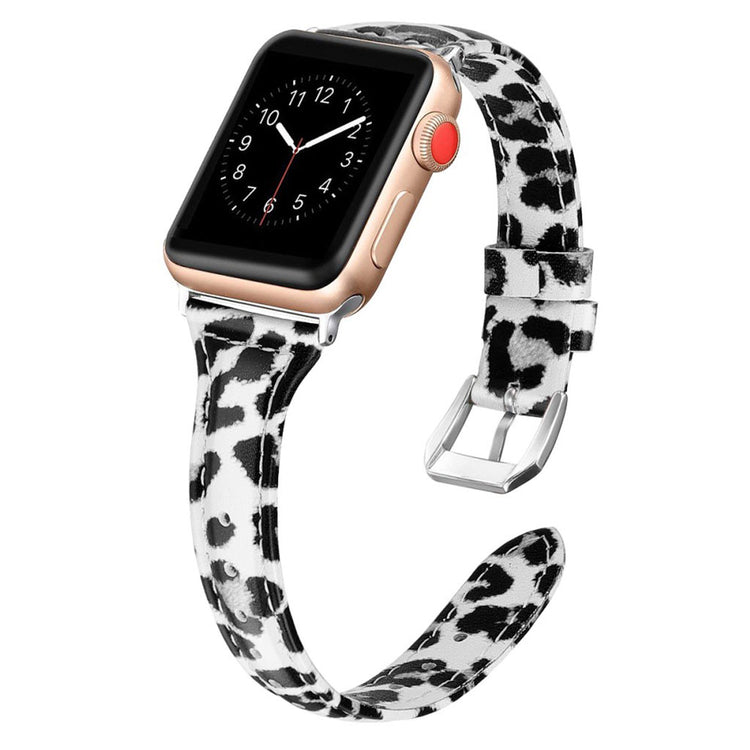 Mega elegant Apple Watch Series 5 40mm Ægte læder Rem - Sølv#serie_2