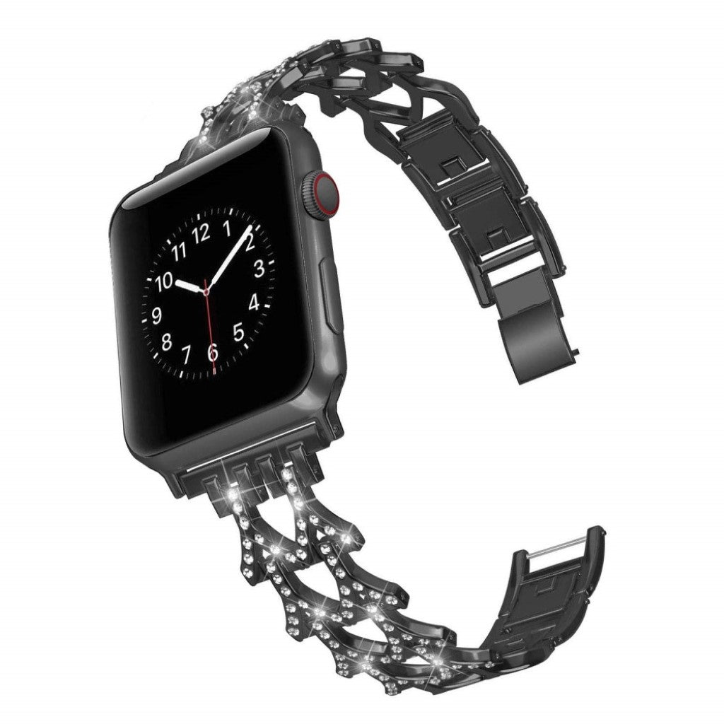 Godt Apple Watch Series 5 40mm Metal og Rhinsten Rem - Sort#serie_1