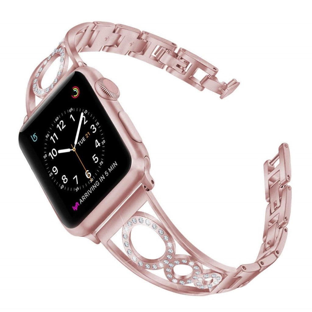 Pænt Apple Watch Series 5 40mm Metal og Rhinsten Rem - Pink#serie_3