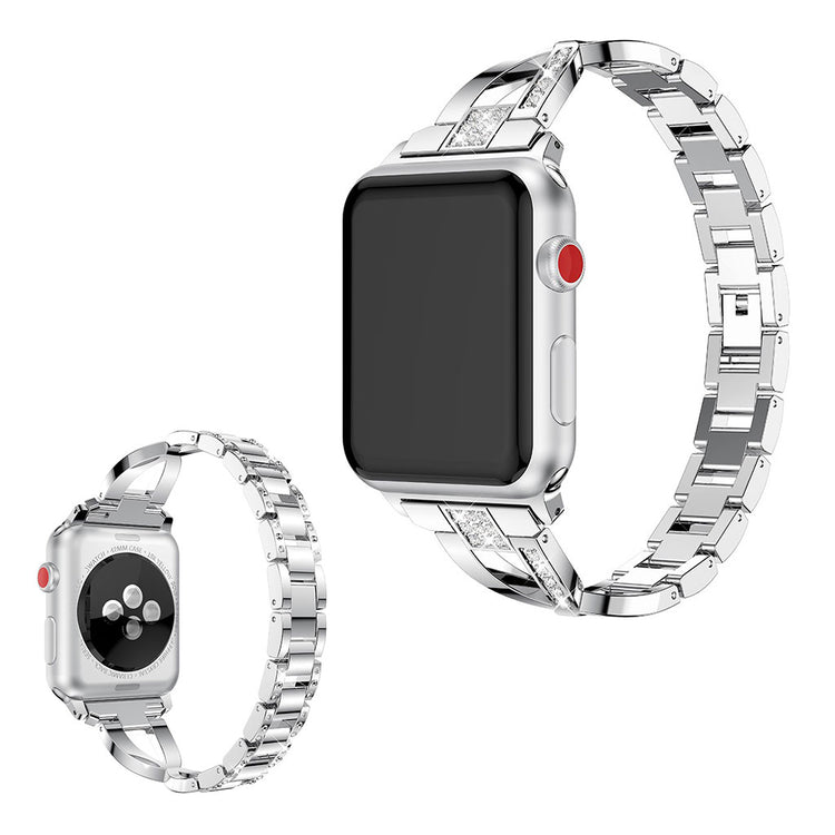 Mega fint Apple Watch Series 5 40mm Metal og Rhinsten Rem - Sølv#serie_1