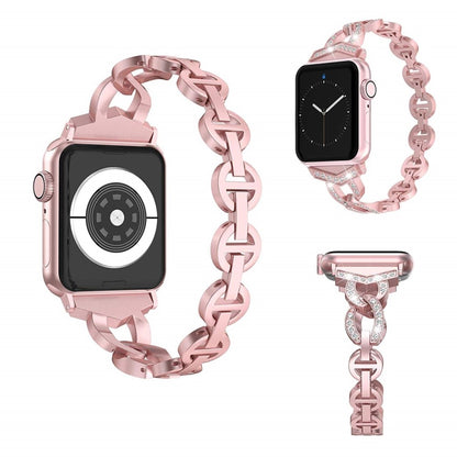 Glimrende Apple Watch Series 5 44mm Metal og Rhinsten Rem - Pink#serie_3