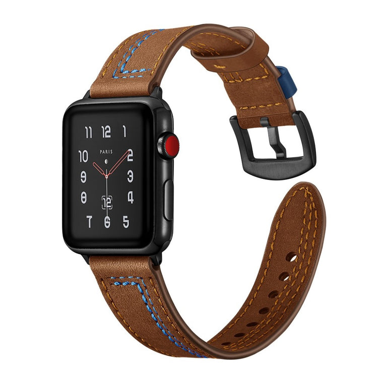 Meget fed Apple Watch Series 5 44mm Ægte læder Rem - Brun#serie_3