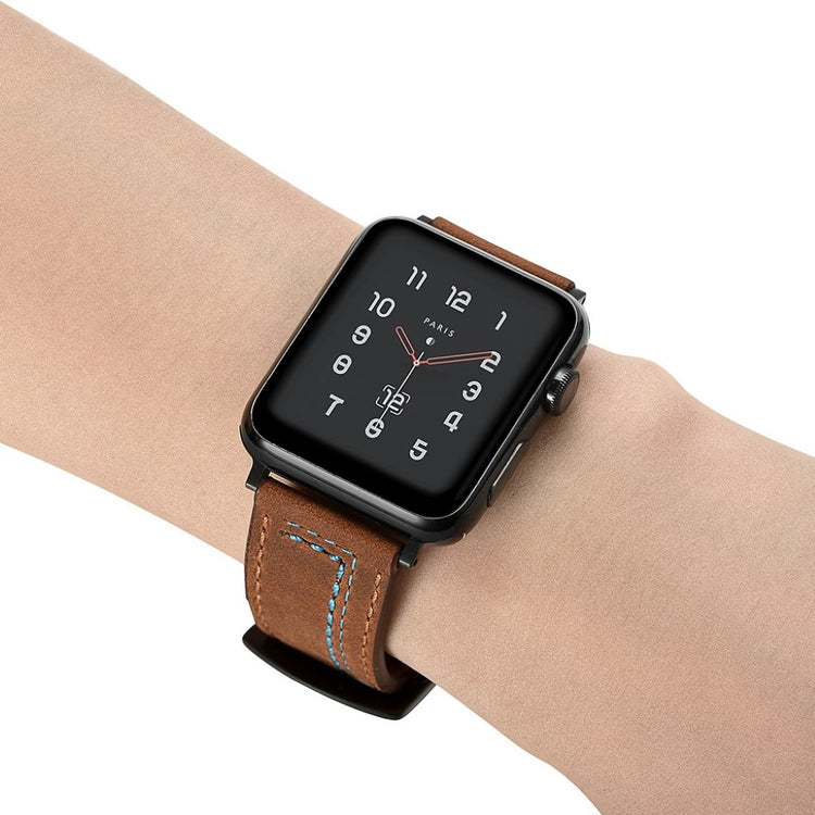 Meget fed Apple Watch Series 5 44mm Ægte læder Rem - Brun#serie_3