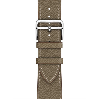 Meget fantastisk Apple Watch Series 5 44mm Ægte læder Rem - Sølv#serie_1