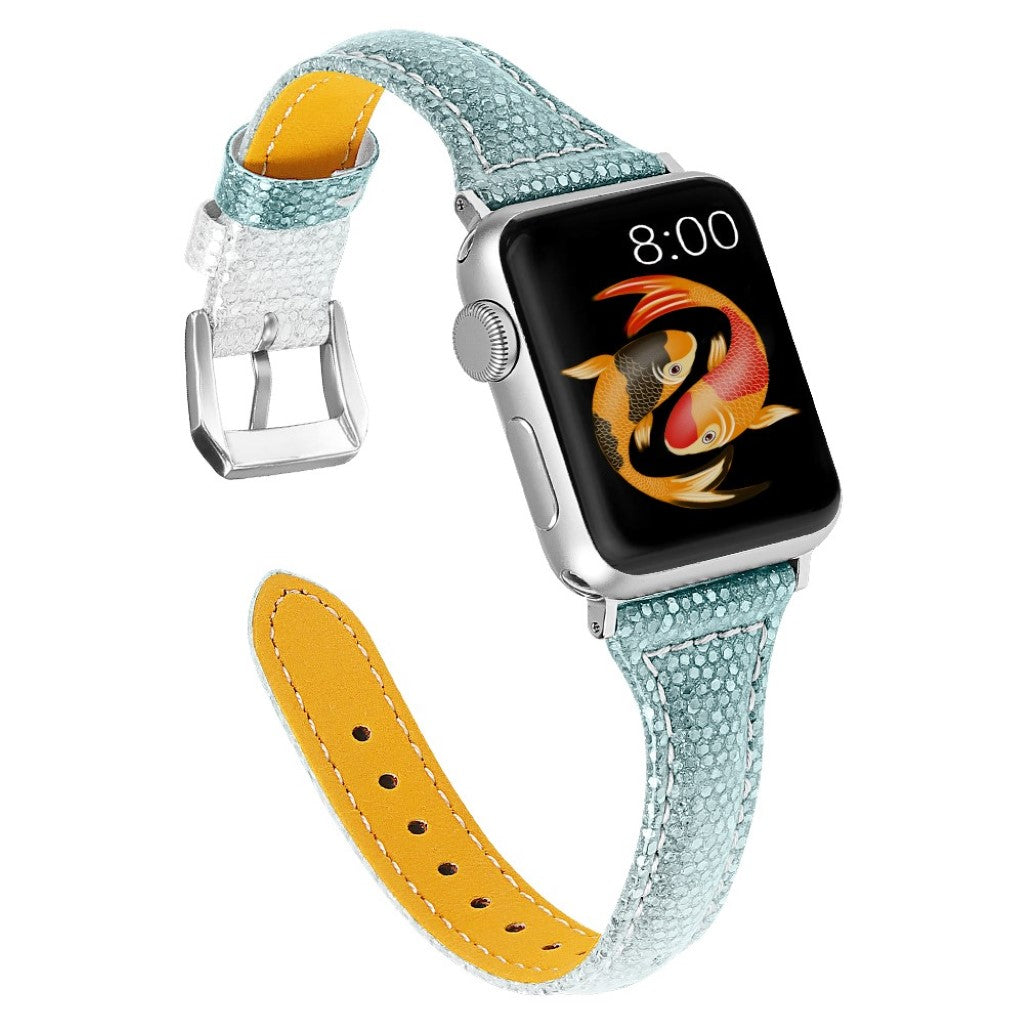  Apple Watch Series 5 44mm / Apple Watch 44mm Ægte læder Rem - Grøn#serie_5