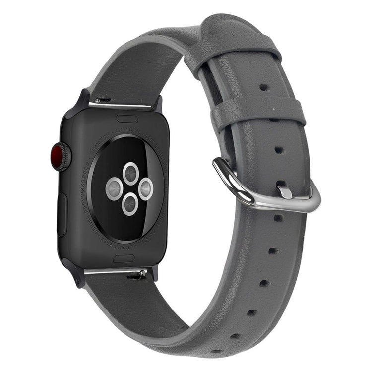 Mega smuk Apple Watch Series 5 44mm Ægte læder Rem - Sølv#serie_3