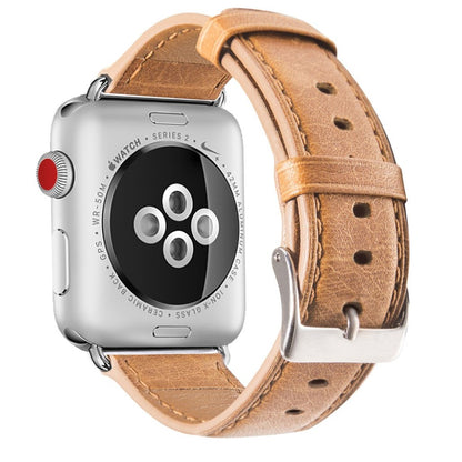 Meget hårdfør Apple Watch Series 5 44mm Ægte læder Rem - Brun#serie_2