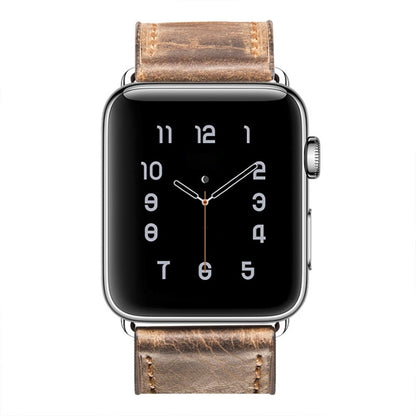 Meget hårdfør Apple Watch Series 5 44mm Ægte læder Rem - Brun#serie_3