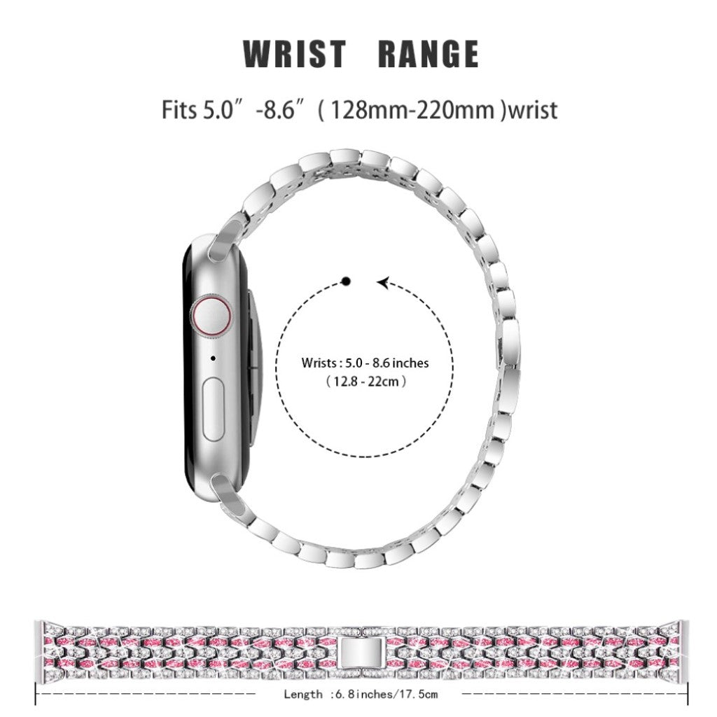 Vildt hårdfør Universal Apple Metal og Rhinsten Rem - Sølv#serie_5