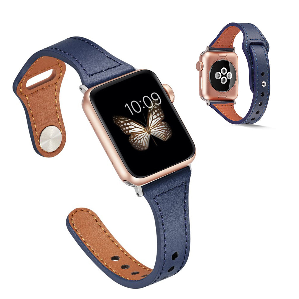 Rigtigt skøn Universal Apple Ægte læder Rem - Blå#serie_5