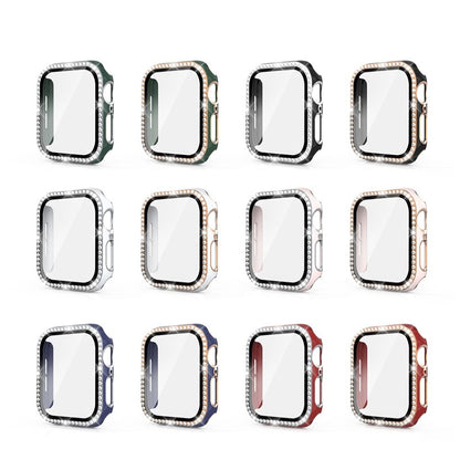Super Fed Apple Watch 40mm Cover med Skærmbeskytter i Plastik, Rhinsten og Hærdet Glas - Rød#serie_8