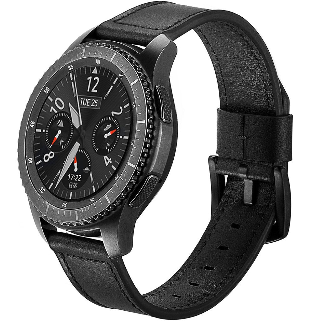  Samsung Gear S3 / Samsung Gear S3 Frontier Ægte læder Rem - Sort#serie_1