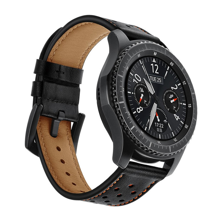  Samsung Gear S3 / Samsung Gear S3 Frontier Ægte læder Rem - Sort#serie_1