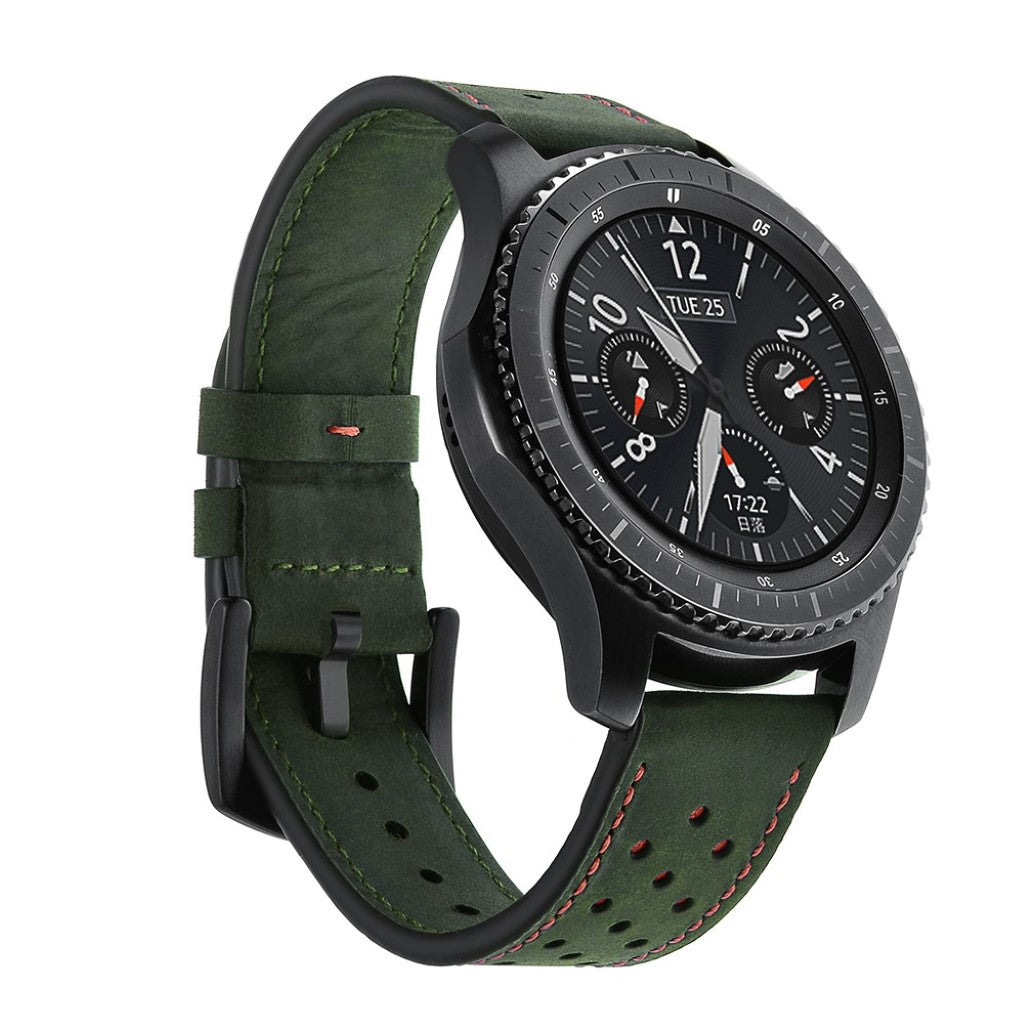  Samsung Gear S3 / Samsung Gear S3 Frontier Ægte læder Rem - Grøn#serie_2