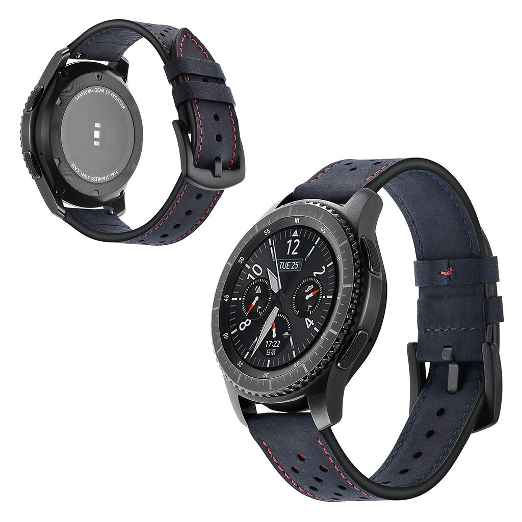  Samsung Gear S3 / Samsung Gear S3 Frontier Ægte læder Rem - Blå#serie_3