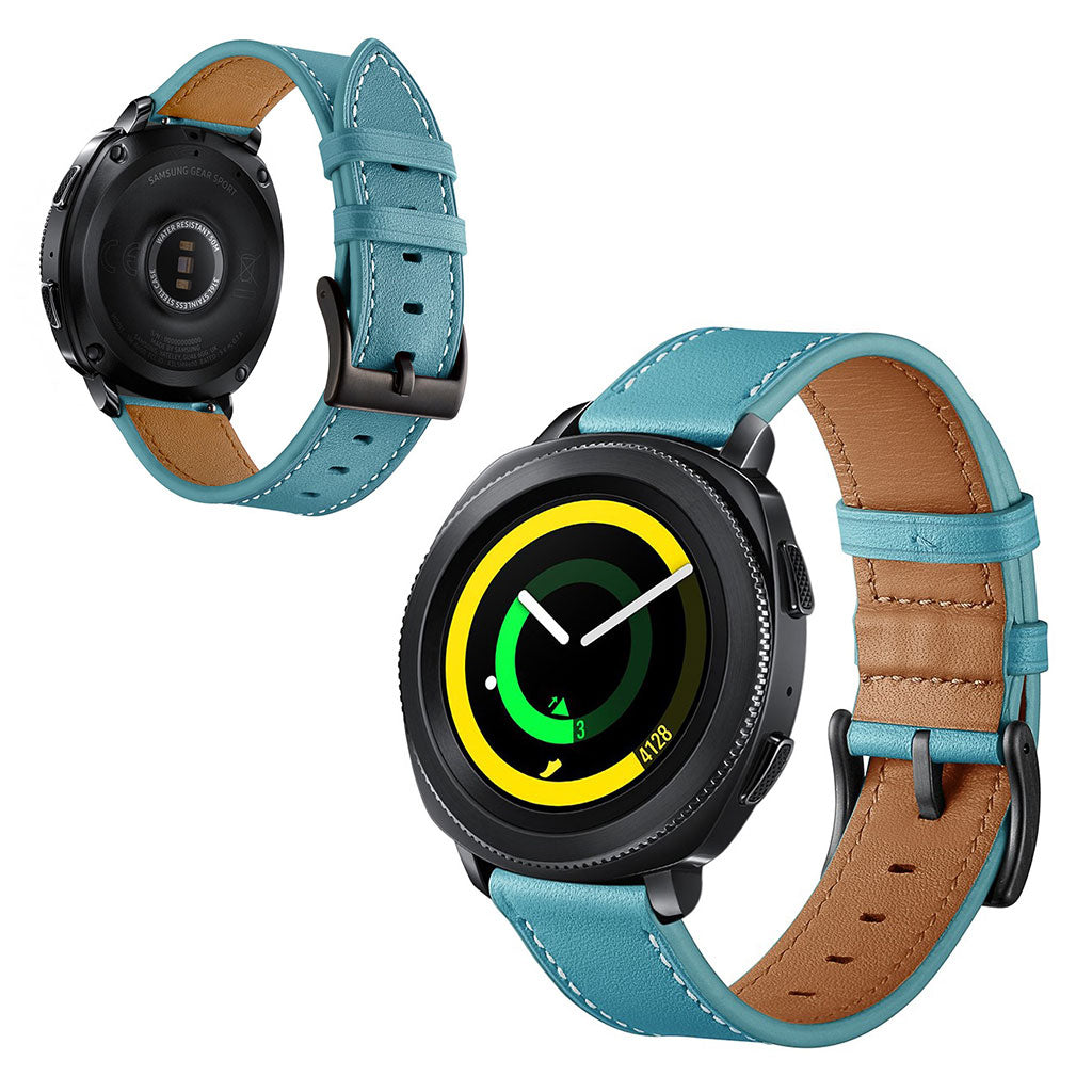 Helt vildt sejt Samsung Gear Sport Ægte læder Rem - Blå#serie_4