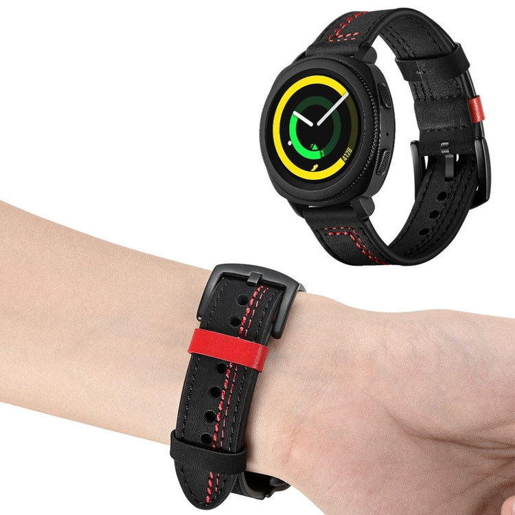 Supercool Samsung Gear Sport Ægte læder Rem - Sort#serie_1