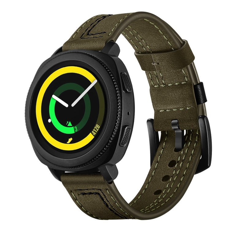 Supercool Samsung Gear Sport Ægte læder Rem - Grøn#serie_2