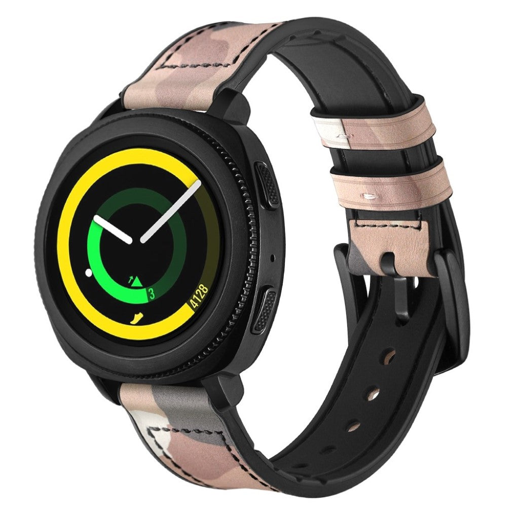 Glimrende Samsung Gear Sport Ægte læder og Silikone Rem - Pink#serie_1