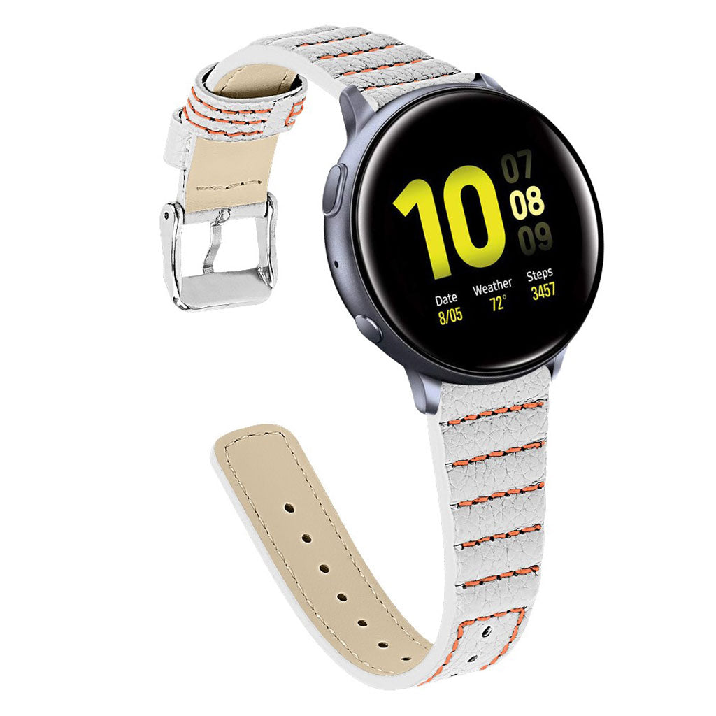 Super flot Samsung Galaxy Watch (42mm) Ægte læder Rem - Hvid#serie_2