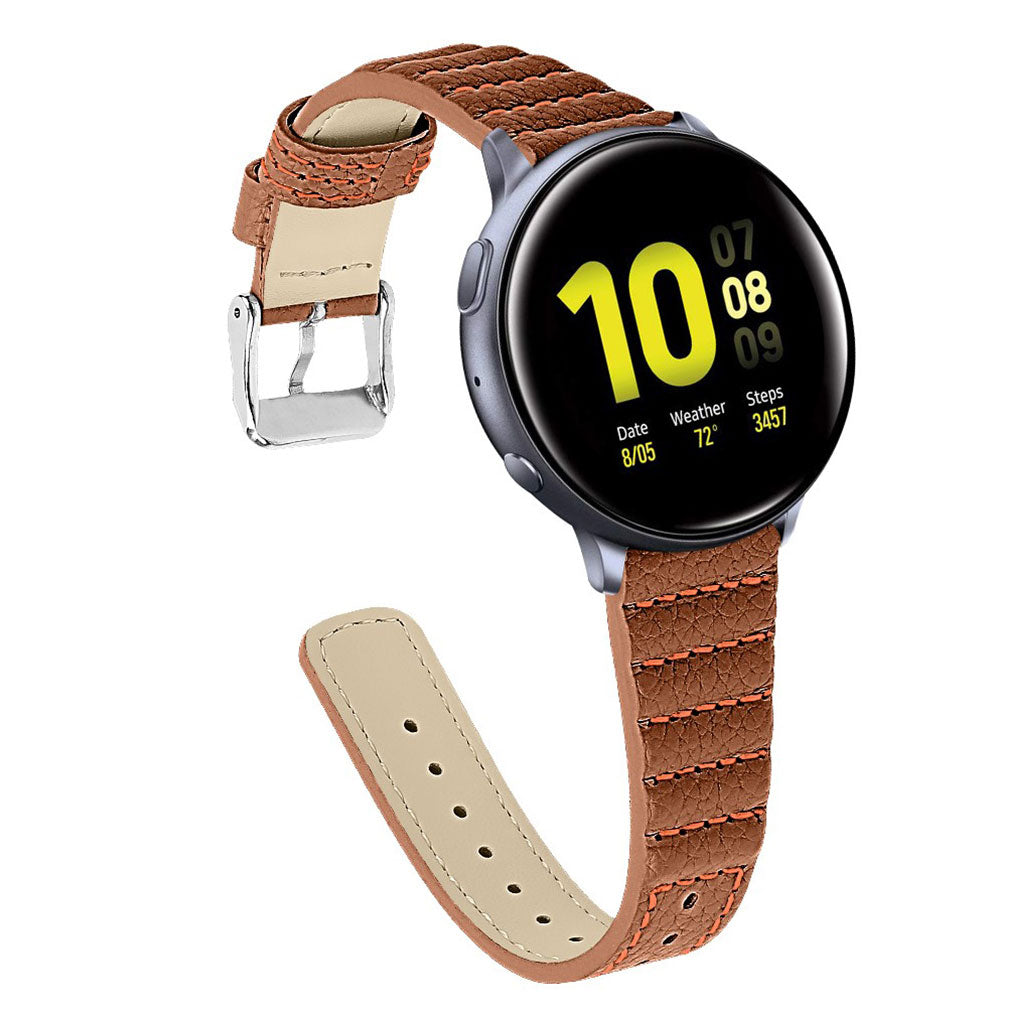 Super flot Samsung Galaxy Watch (42mm) Ægte læder Rem - Brun#serie_6