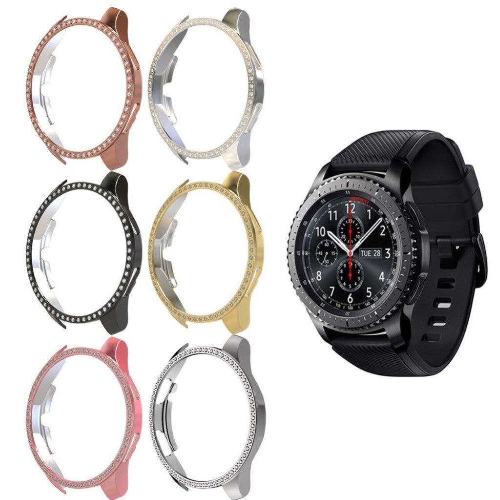 Samsung Galaxy Watch (46mm)  Rhinsten og Silikone Bumper  - Sort#serie_1