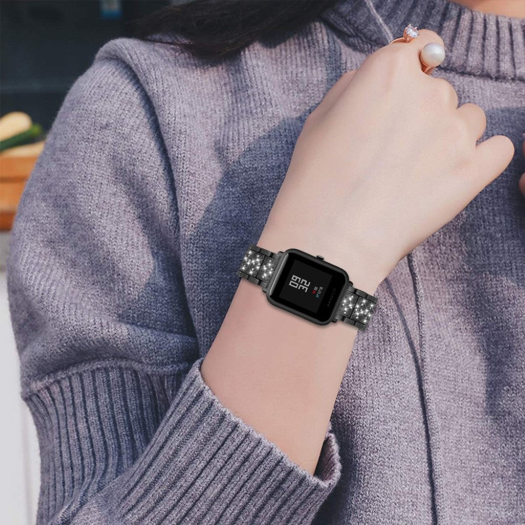 Mega godt Samsung Galaxy Watch Active Metal og Rhinsten Rem - Sort#serie_1