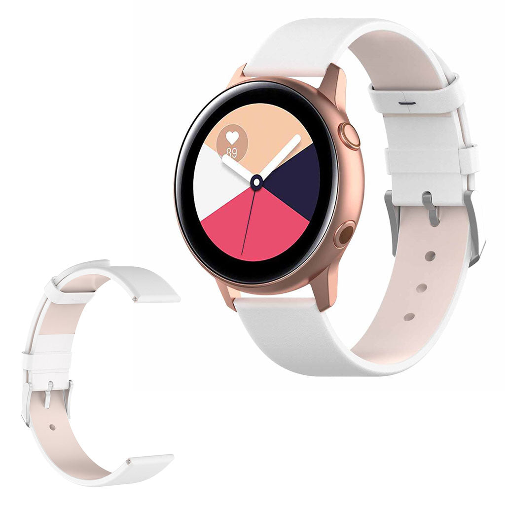 Super flot Samsung Galaxy Watch Active Kunstlæder Rem - Hvid#serie_2