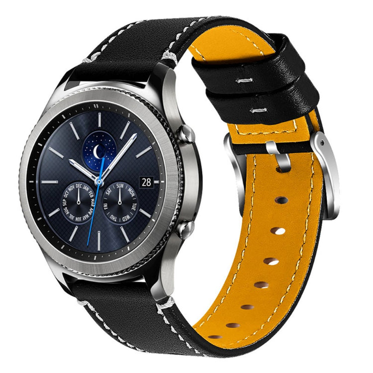  Samsung Gear S3 Frontier / Samsung Gear S3 Ægte læder Rem - Sort#serie_7