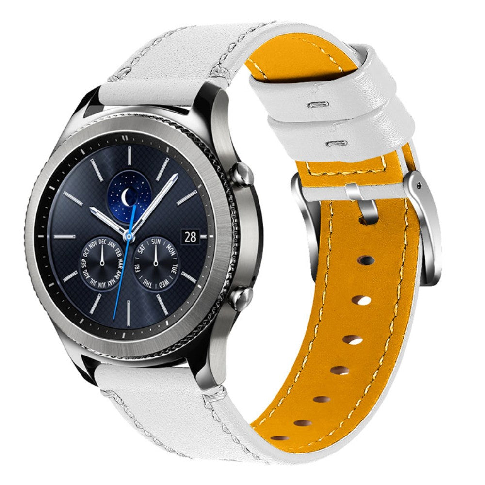  Samsung Gear S3 Frontier / Samsung Gear S3 Ægte læder Rem - Hvid#serie_9