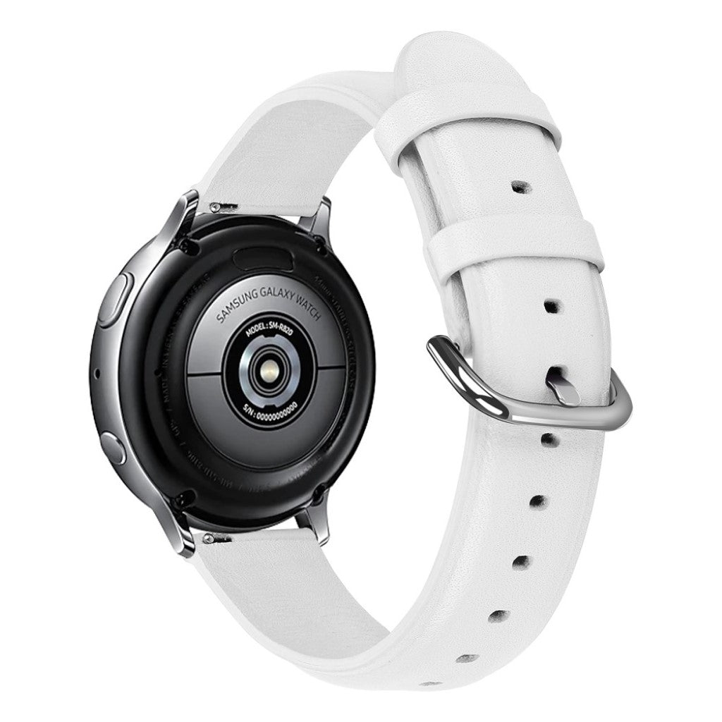 Fed Samsung Galaxy Watch Active 2 - 44mm Ægte læder Rem - Hvid#serie_1