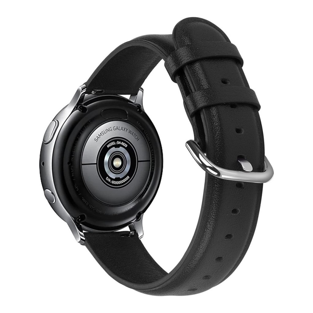 Fed Samsung Galaxy Watch Active 2 - 44mm Ægte læder Rem - Sort#serie_2