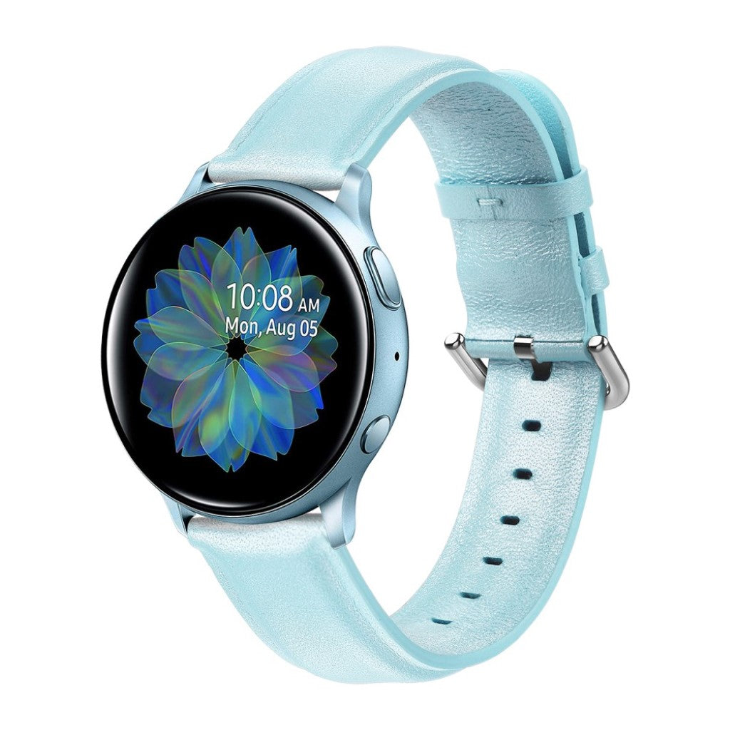 Fed Samsung Galaxy Watch Active 2 - 44mm Ægte læder Rem - Blå#serie_4