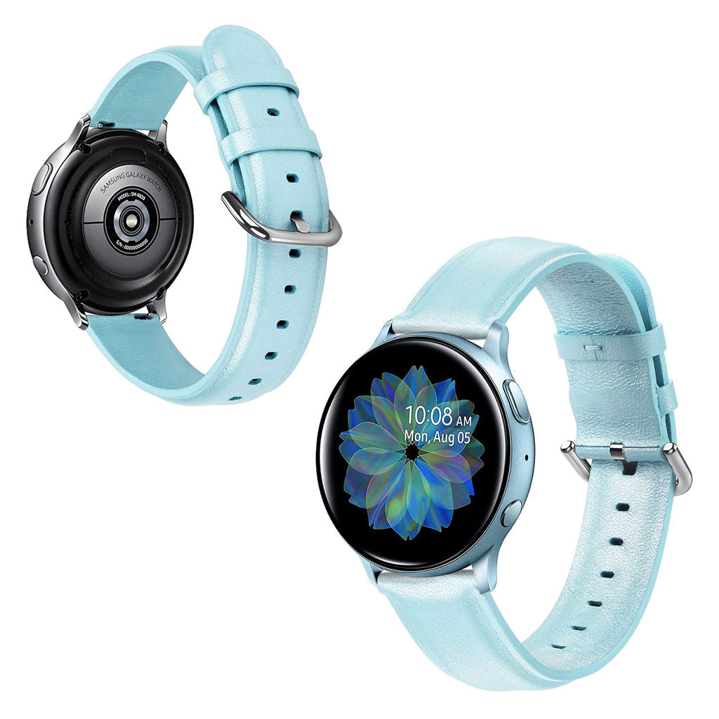 Fed Samsung Galaxy Watch Active 2 - 44mm Ægte læder Rem - Blå#serie_4