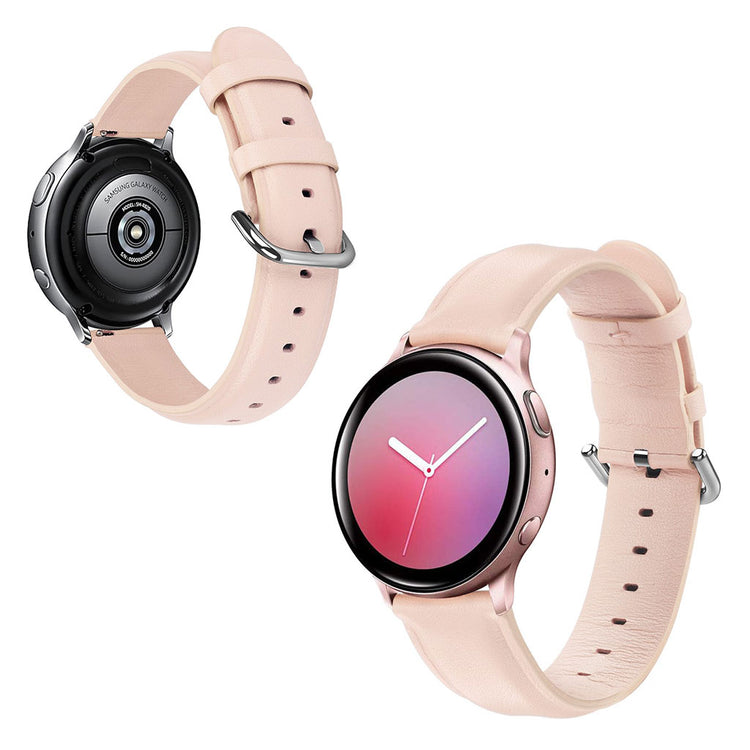 Fed Samsung Galaxy Watch Active 2 - 44mm Ægte læder Rem - Pink#serie_5