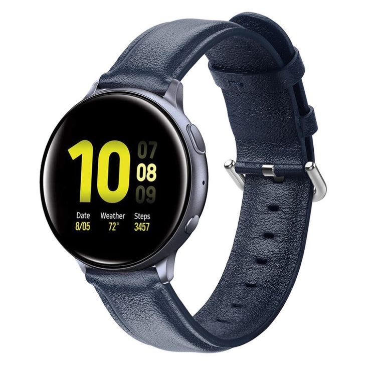 Fed Samsung Galaxy Watch Active 2 - 44mm Ægte læder Rem - Blå#serie_6
