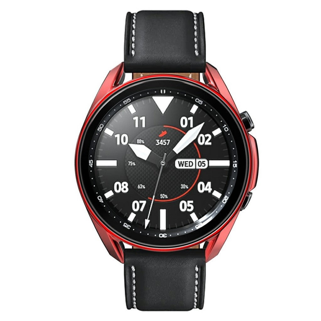 Samsung Galaxy Watch 3 (45mm) Holdbar Silikone Bumper  - Rød#serie_4