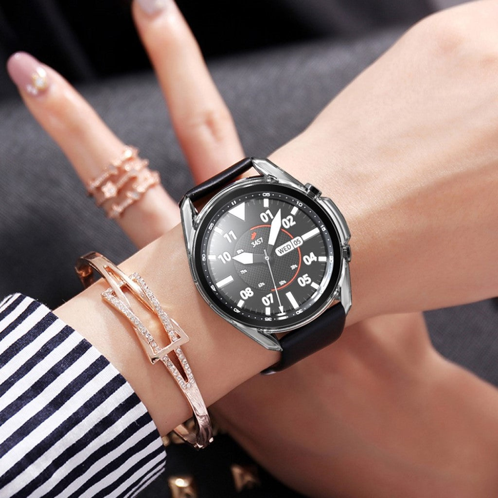 Fint Samsung Galaxy Watch 3 (45mm) Cover med Skærmbeskytter i Plastik og Hærdet Glas - Gennemsigtig#serie_034