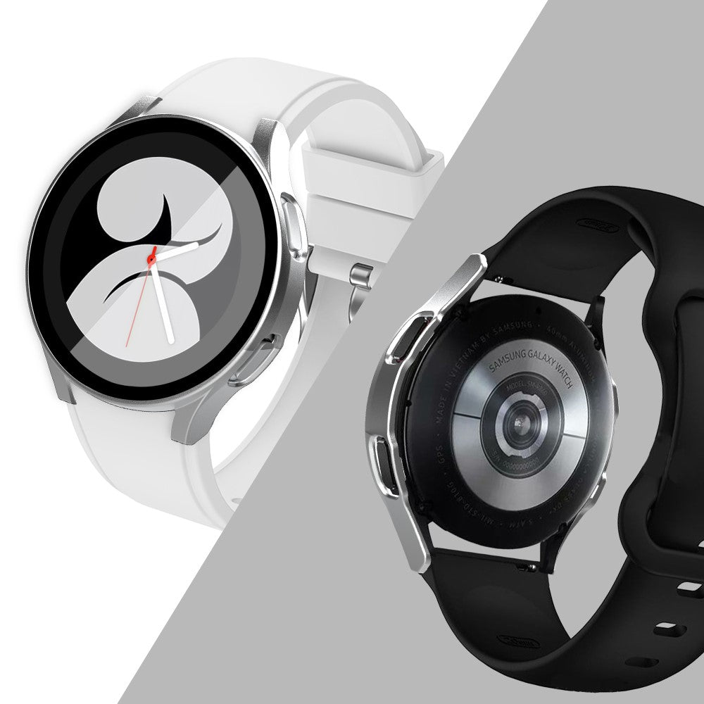 Meget Fed Samsung Galaxy Watch 4 (44mm) Cover med Skærmbeskytter i Plastik og Hærdet Glas - Sølv#serie_3