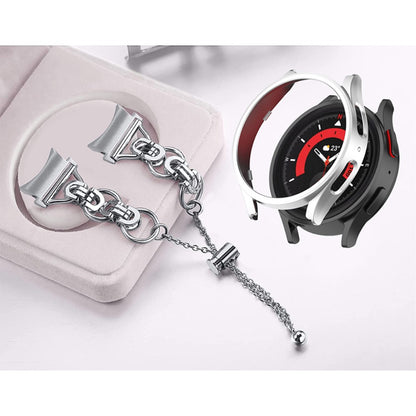 Smuk Samsung Galaxy Watch 5 (44mm) Metal og Plastik Rem - Sølv#serie_017
