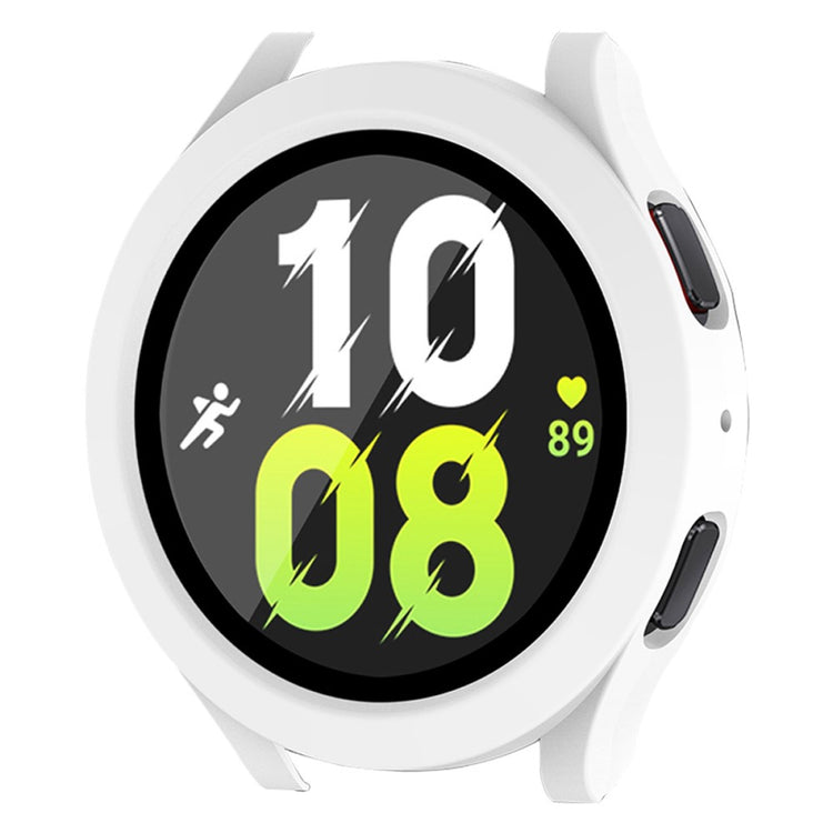 Vildt Fed Samsung Galaxy Watch 5 (40mm) / Samsung Galaxy Watch 4 (40mm) Cover med Skærmbeskytter i Plastik og Hærdet Glas - Hvid#serie_10