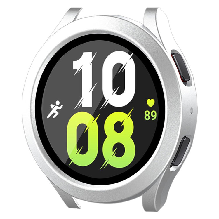 Vildt Fed Samsung Galaxy Watch 5 (40mm) / Samsung Galaxy Watch 4 (40mm) Cover med Skærmbeskytter i Plastik og Hærdet Glas - Sølv#serie_8