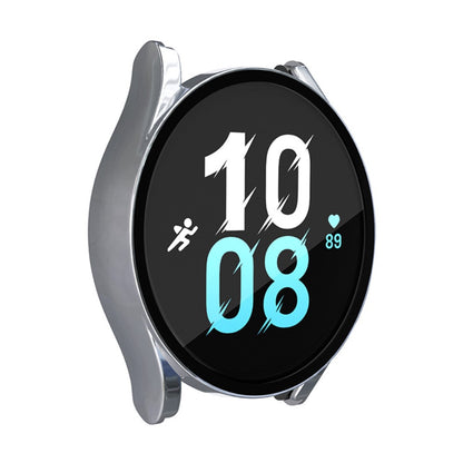 Meget Fint Samsung Galaxy Watch 5 (44mm) / Samsung Galaxy Watch 4 (44mm) Cover med Skærmbeskytter i Plastik og Hærdet Glas - Sølv#serie_7